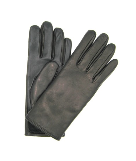 Sermoneta Gloves Guanti in Nappa fod. cashmere con bottone Touch Screen Nero