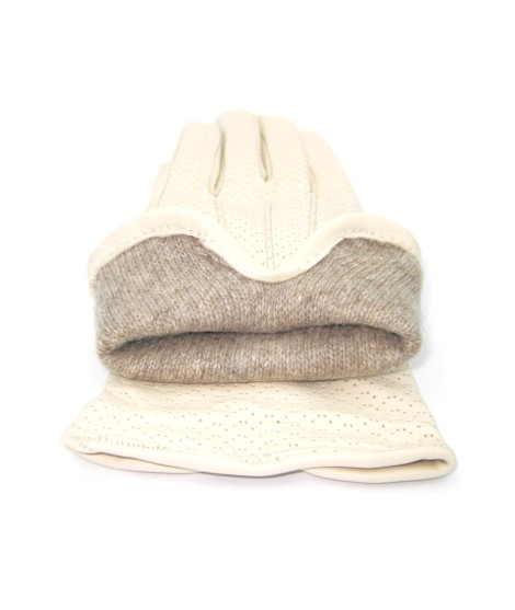 Sermoneta Gloves Guanti In Nappa Foderato Cashmere Panna