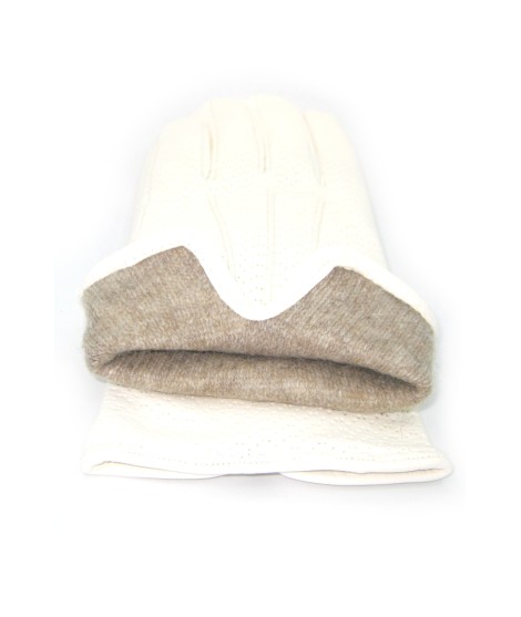 Sermoneta Gloves Guanti Nappa Foderato Cashmere Bianco