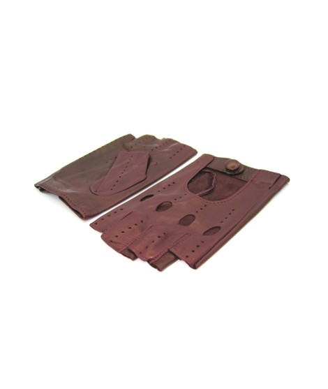 Sermoneta Gloves Guanto Guida In Nappa Mezze Dita Bordeaux