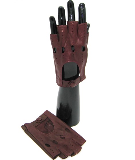 Sermoneta Gloves Guanto Guida In Nappa Mezze Dita Bordeaux