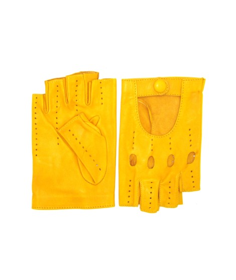 Sermoneta Gloves Guanto Guida In Nappa Mezze Dita Giallo Ocra