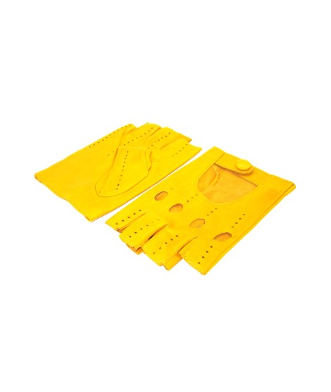 Sermoneta Gloves Guanto Guida In Nappa Mezze Dita Giallo Ocra