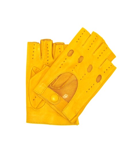 Sermoneta Gloves Guanto Guida in Nappa mezze dita Giallo ocra