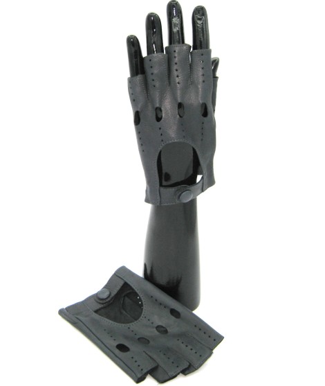 Sermoneta Gloves Guanto Guida In Nappa Mezze Dita Grigio