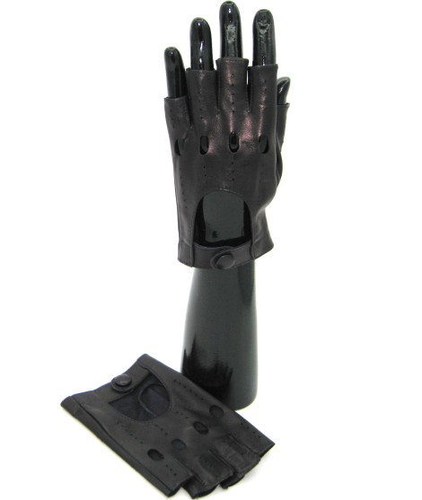 Sermoneta Gloves Guanto Guida In Nappa Mezze Dita Navy