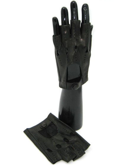 Sermoneta Gloves Guanto Guida In Nappa Mezze Dita Nero
