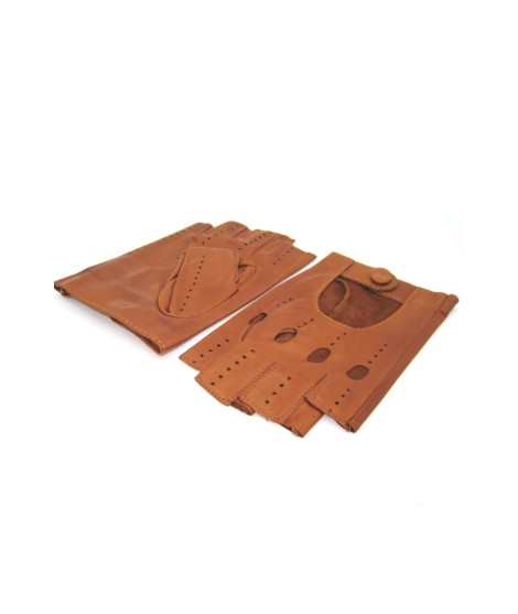 Sermoneta Gloves Guanto Guida In Nappa Mezze Dita Tan