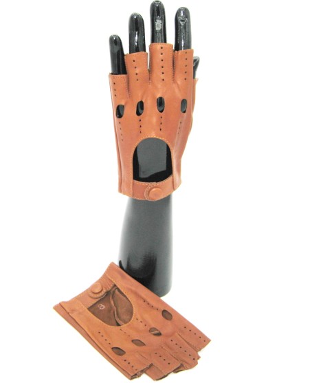 Sermoneta Gloves Guanto Guida In Nappa Mezze Dita Tan