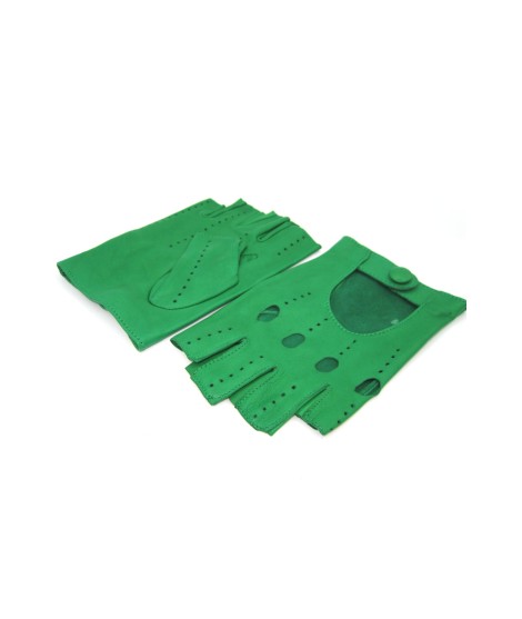 Sermoneta Gloves Guanto Guida In Nappa Mezze Dita Verde Smeraldo