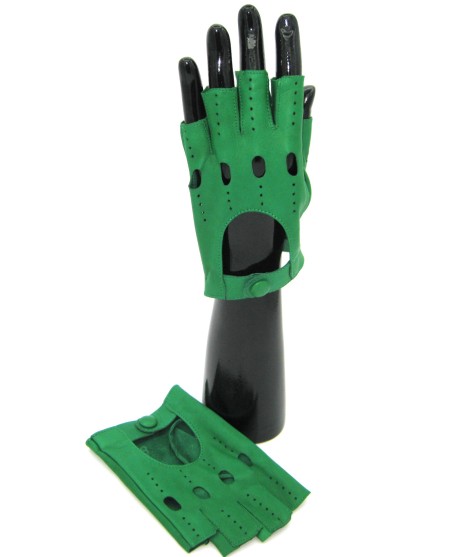 Sermoneta Gloves Guanto Guida In Nappa Mezze Dita Verde Smeraldo
