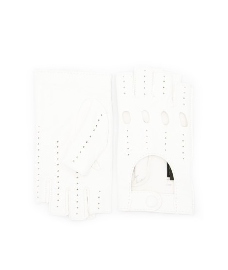 Sermoneta Gloves Guanto Guida In Nappa Sfoderato 1/2 Dita Bianco