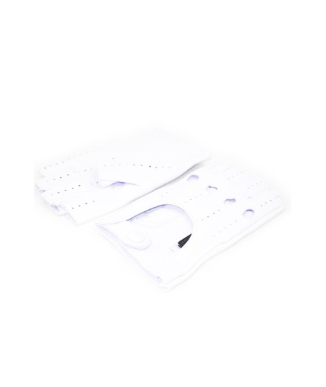 Sermoneta Gloves Guanto Guida In Nappa Sfoderato 1/2 Dita Bianco