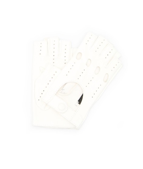 Sermoneta Gloves Guanto Guida in Nappa sfoderato 1/2 dita Bianco