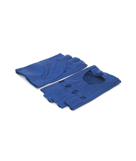 Sermoneta Gloves Guanto Guida In Nappa Sfoderato 1/2 Dita Blu/Royal