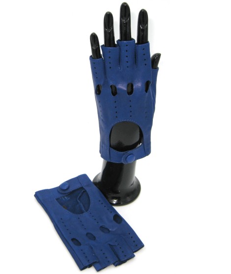 Sermoneta Gloves Guanto Guida In Nappa Sfoderato 1/2 Dita Blu/Royal