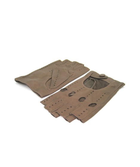 Sermoneta Gloves Guanto Guida In Nappa Sfoderato 1/2 Dita Fango