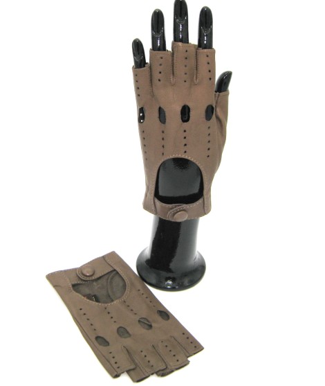 Sermoneta Gloves Guanto Guida In Nappa Sfoderato 1/2 Dita Fango