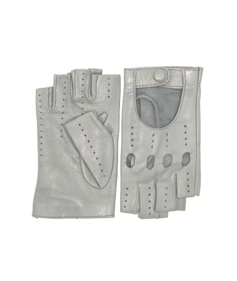Sermoneta Gloves Guanto Guida In Nappa Sfoderato 1/2 Dita Grigio Perla