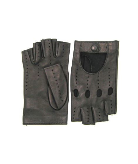 Sermoneta Gloves Guanto Guida In Nappa Sfoderato 1/2 Dita Nero