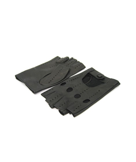 Sermoneta Gloves Guanto Guida In Nappa Sfoderato 1/2 Dita Nero