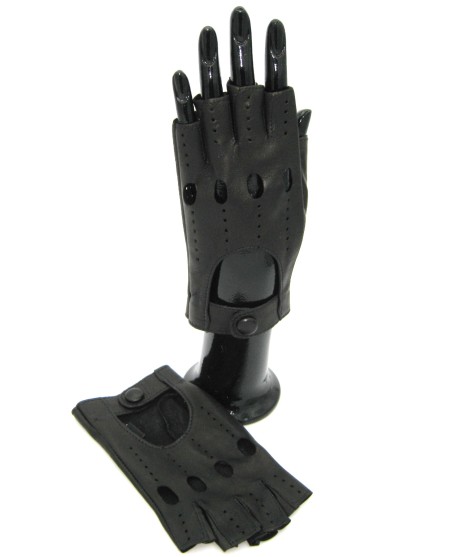Sermoneta Gloves Guanto Guida In Nappa Sfoderato 1/2 Dita Nero