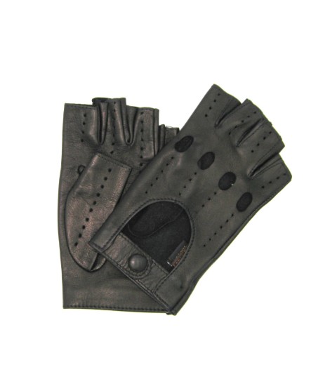 Sermoneta Gloves Guanto Guida in Nappa sfoderato 1/2 dita Nero