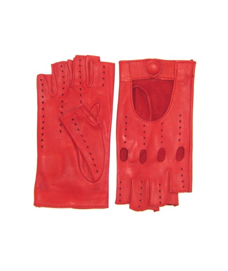 Sermoneta Gloves Guanto Guida In Nappa Sfoderato 1/2 Dita Rosso