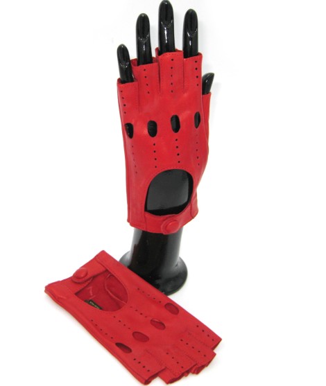 Sermoneta Gloves Guanto Guida In Nappa Sfoderato 1/2 Dita Rosso