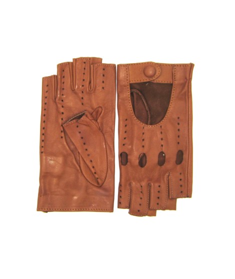 Sermoneta Gloves Guanto Guida In Nappa Sfoderato 1/2 Dita Tan
