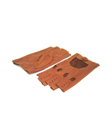 Sermoneta Gloves Guanto Guida In Nappa Sfoderato 1/2 Dita Tan