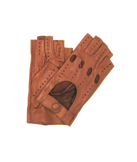 Sermoneta Gloves Guanto Guida in Nappa sfoderato 1/2 dita Tan