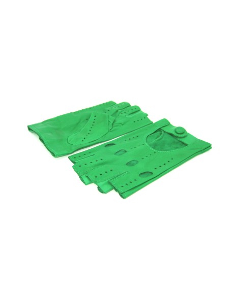 Sermoneta Gloves Guanto Guida In Nappa Sfoderato 1/2 Dita Verde Smeraldo