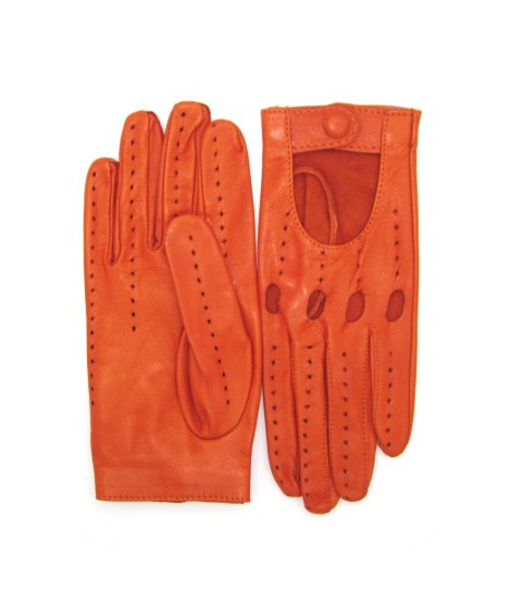 Sermoneta Gloves Guanto Guida In Nappa Sfoderato Dita Intere Arancio Scuro