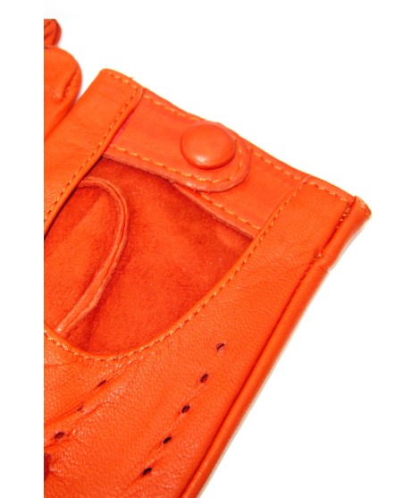 Sermoneta Gloves Guanto Guida In Nappa Sfoderato Dita Intere Arancio Scuro