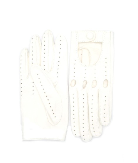Sermoneta Gloves Guanto Guida In Nappa Sfoderato Dita Intere Bianco