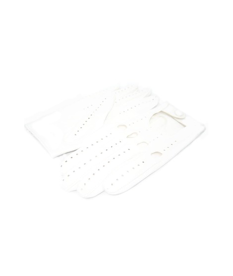 Sermoneta Gloves Guanto Guida In Nappa Sfoderato Dita Intere Bianco