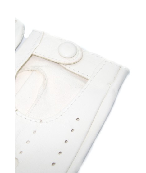 Sermoneta Gloves Guanto Guida In Nappa Sfoderato Dita Intere Bianco