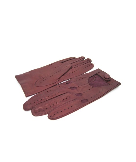 Sermoneta Gloves Guanto Guida In Nappa Sfoderato Dita Intere Bordeaux