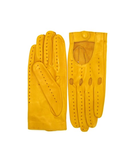 Sermoneta Gloves Guanto Guida In Nappa Sfoderato Dita Intere Giallo Ocra