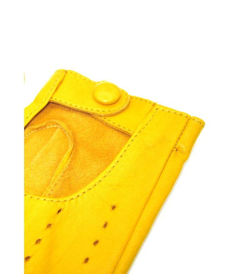 Sermoneta Gloves Guanto Guida In Nappa Sfoderato Dita Intere Giallo Ocra