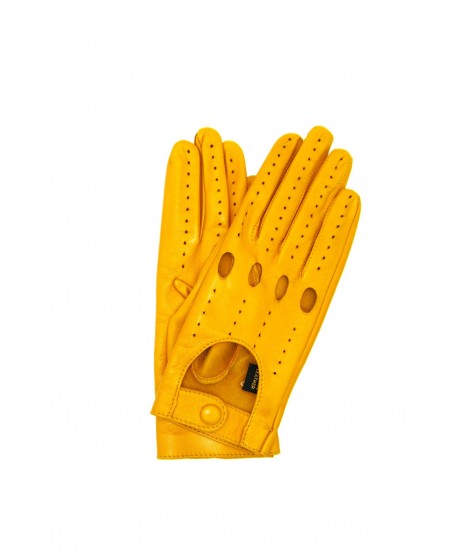 Sermoneta Gloves Guanto Guida in Nappa sfoderato dita intere Giallo ocra