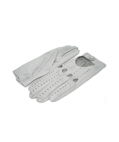 Sermoneta Gloves Guanto Guida In Nappa Sfoderato Dita Intere Grigio Perla