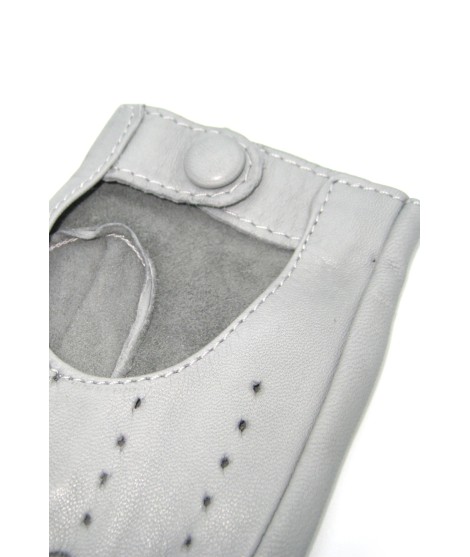 Sermoneta Gloves Guanto Guida In Nappa Sfoderato Dita Intere Grigio Perla
