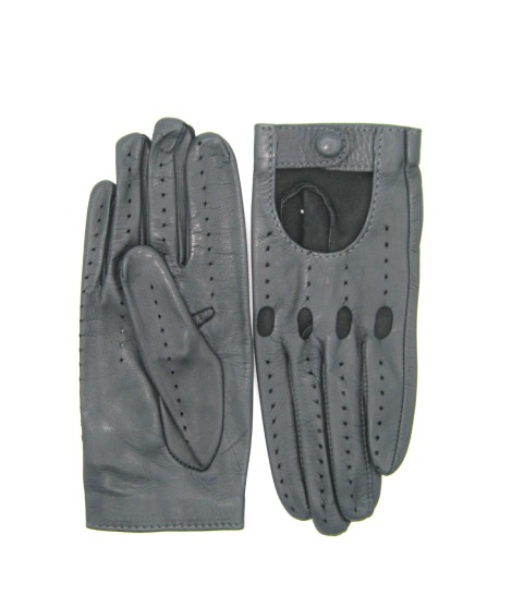 Sermoneta Gloves Guanto Guida In Nappa Sfoderato Dita Intere Grigio Scuro