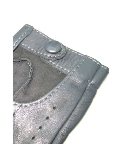 Sermoneta Gloves Guanto Guida In Nappa Sfoderato Dita Intere Grigio Scuro