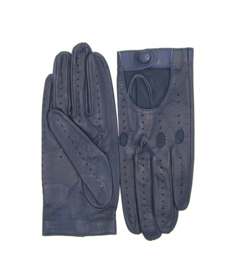 Sermoneta Gloves Guanto Guida In Nappa Sfoderato Dita Intere Navy