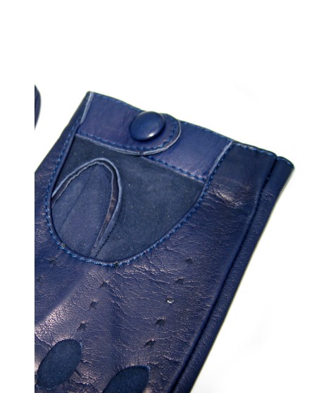 Sermoneta Gloves Guanto Guida In Nappa Sfoderato Dita Intere Navy