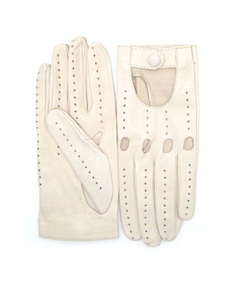 Sermoneta Gloves Guanto Guida In Nappa Sfoderato Dita Intere Panna