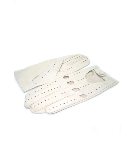 Sermoneta Gloves Guanto Guida In Nappa Sfoderato Dita Intere Panna